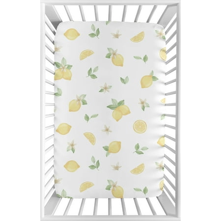 UPC: 0846480084709 | Lemon Floral Fitted Mini Crib Sheet by Sweet Jojo Designs