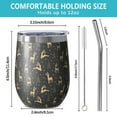 thumbnail image 5 of 12oz Stemless Wine Tumblers Dark Christmas Golden Reindeer Pattern Vacuum Insulated Stainless Steel Travel Tumbler Cups Mug with Lid and Straw for Champaign,Cocktail,Beer with Cleaning Brush, 5 of 5