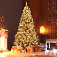 thumbnail image 2 of Patiojoy 7.5 FT Snow Flocked Christmas Tree Hinged Pine Tree with Solid Metal Stand, 2 of 10