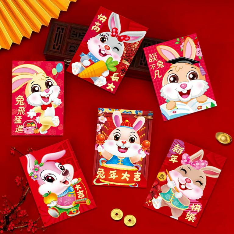 2024 Chinese New Year Red Envelopes Cartoon Rabbit Year Hongbao Spring  Festival Money Pockets Wedding Lucky