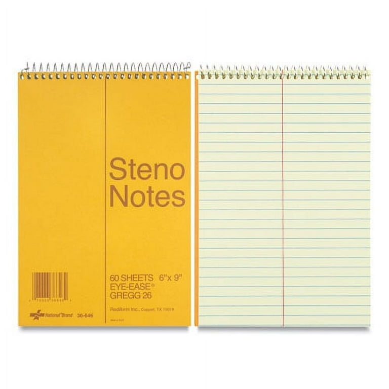 Standard Spiral Steno Pad, Gregg Rule, Brown Cover, 60 Eye-Ease Green 6 x 9 Sheets Standard Spiral Steno Pad, Gregg Rule, Brown Cover, 60 Eye-Ease Green 6 x 9 Sheets