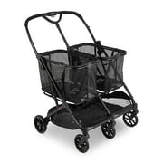 Joovy Boot X2 Lightweight Double Shopping Cart with 2 Reusable, Removable Shopping Bags with Compact Standing Fold