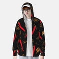 thumbnail image 4 of Goofa Hot Chili Printed Women's UPF 50+ Sun Protection Hoodie Jacket Lightweight Long Sleeve Sun Shirt for Women with Pocket Hiking Outdoor-, 4 of 9