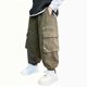 thumbnail image 1 of Pantalones largos de trabajo para niños con cintura elástica y bolsillos para adultos, pantalones casuales y cómodos de poliéster para niños., 1 of 8