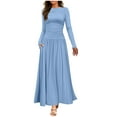 thumbnail image 1 of ameIAEA Maxi Dresses for Women 2024 Fall Long Sleeve Crewneck A-Line Ruffle Long Dress with Pockets, 1 of 6