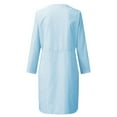 thumbnail image 4 of Elvqul Solid Color Dresses Women Light Blue Midi Crew Neck Summer Long Sleeve Button Daily with Pockets Plus Size Daily Dresses, 4 of 5