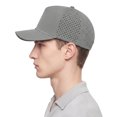 thumbnail image 7 of TOPTIE Perforatd Trucker Hat with Rope, 5 Panel Quick Dry Snapback Cap - Grey, 7 of 7