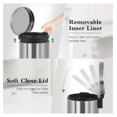 thumbnail image 4 of Stainless Steel Trash Can 6 Liter, Step Pedal Bathroom Garbage Can - Small Round Wastebasket with Removable Inner Bucket for Home, Office, Dorm, 4 of 7