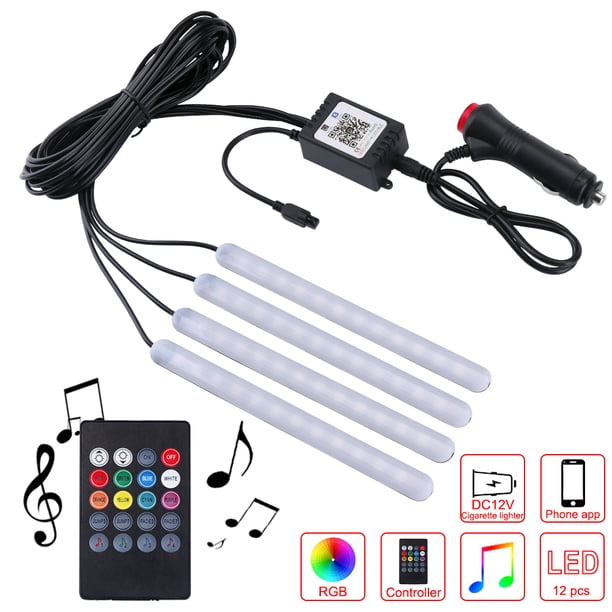 Tira De Luces Led Para Coche De 1 A 4, Sensor De Música, Luz De Pie De Coche Ajustable Multicolor Con Mando A Distancia Monstrate VI008958-02