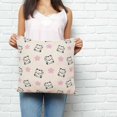 thumbnail image 3 of Throw Pillow Covers 20x20 Inch, White Cute Cat Decorative Pillow Cases for Couch Sofa Bed, Pink Floral Abstract Art Cartoon Rustic Cotton Linen Square Home Decor Pillowcases with Hidden Zipper, 3 of 7