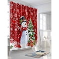 thumbnail image 3 of Red Christmas Shower Curtain Set, Waterproof Shower Curtains for Bathroom, Snowman Xmas Tree Ball Gifts Winter Washable Fabric Cloth Bath Curtain for Bathtub Decoration with Hooks 72x78 Inches, 3 of 6