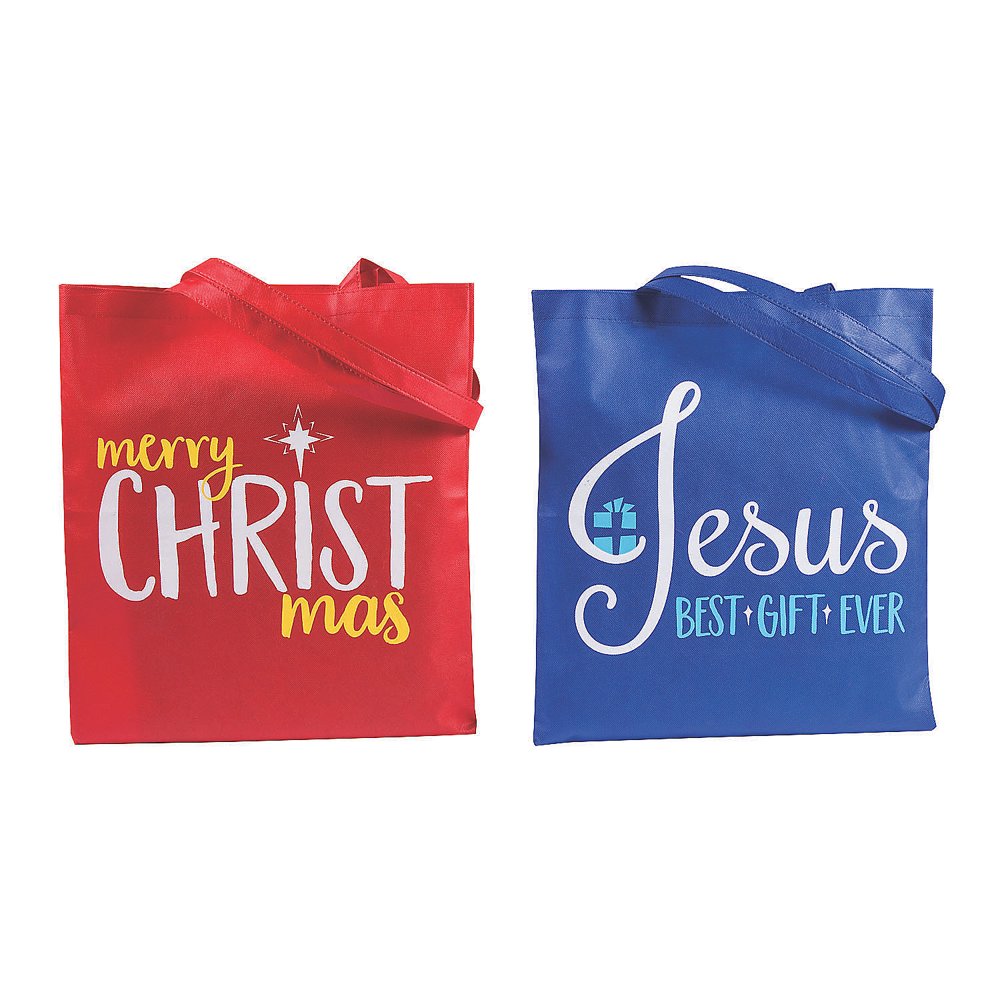 Religious Christmas Tote Bag Asst Favor Bagss 12 Pieces Walmart