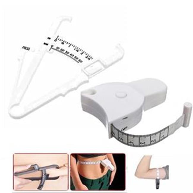 2pc Body Fat Caliper Body Mass Measuring Tape Tester Fitness Weight Loss Muscle