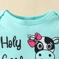 thumbnail image 5 of CAICJ98 Baby Girl Cow Print Outfit Fall Winter Clothes Infant Long Sleeve Romper Flare Pants Bell Bottom Outfit Sets (Blue,3-6 Months), 5 of 8