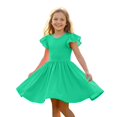 thumbnail image 6 of Ruyang Toddler Girls Solid Dresses Ruffle Fly Sleeve Crewneck A-line Tank Dresses Summer Casual Beach Vacation Midi Dresses, 6 of 9