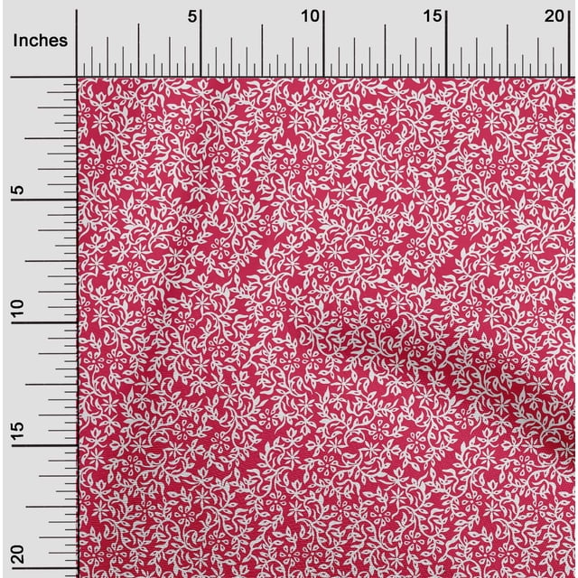 oneOone Viscose Chiffon Fabric Leaves & Floral Block Print Fabric BTY 42 Inch Wide