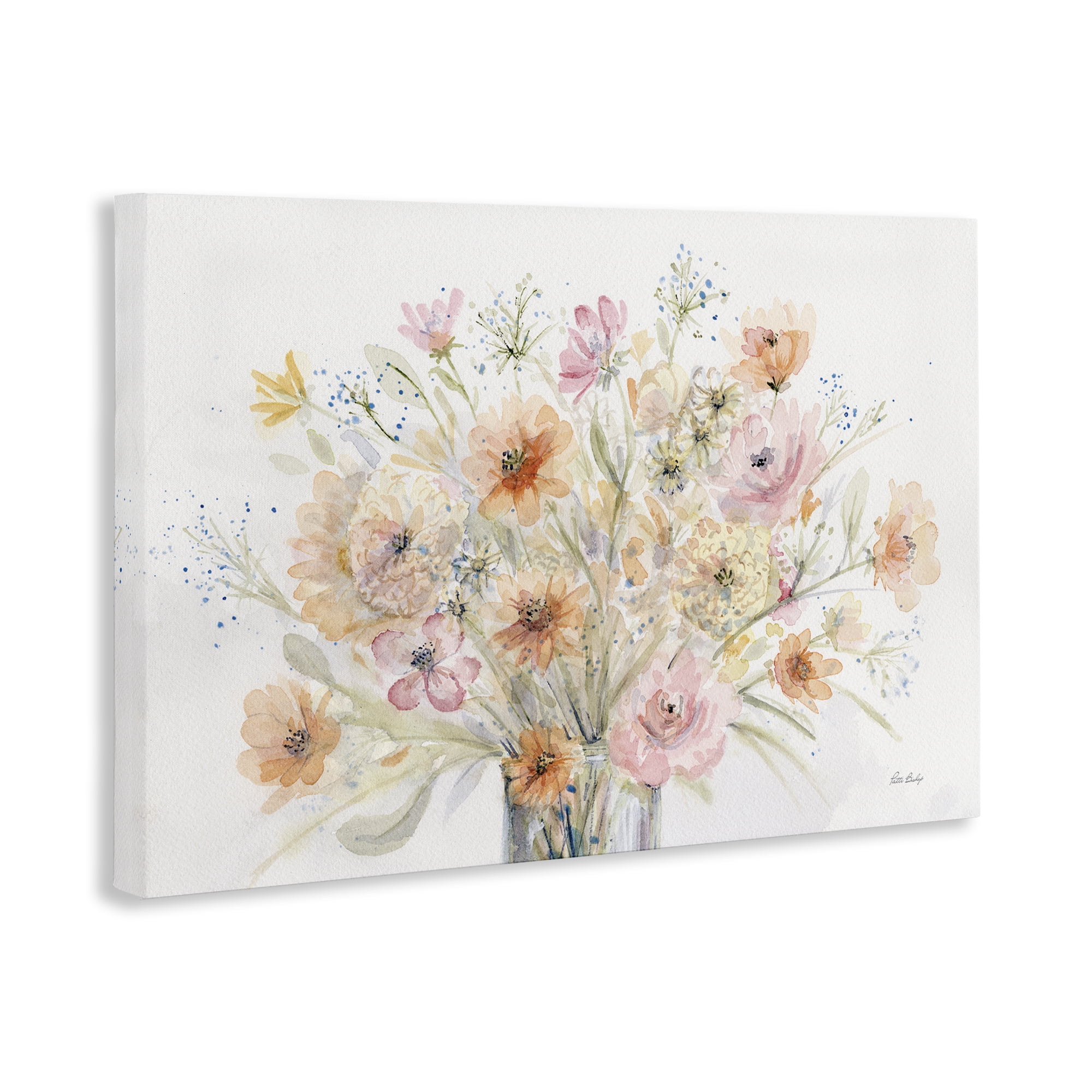 Stupell Industries Blush Pink Bouquet Plants & Flowers Painting Wrapped Canvas Art Print Wall Art, 36 x 24