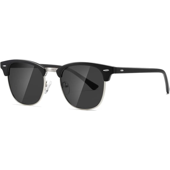 Polarized Semi Rimless Sunglasses for Men Women, Retro UV400 Sun Glasses for Driving Outdoor