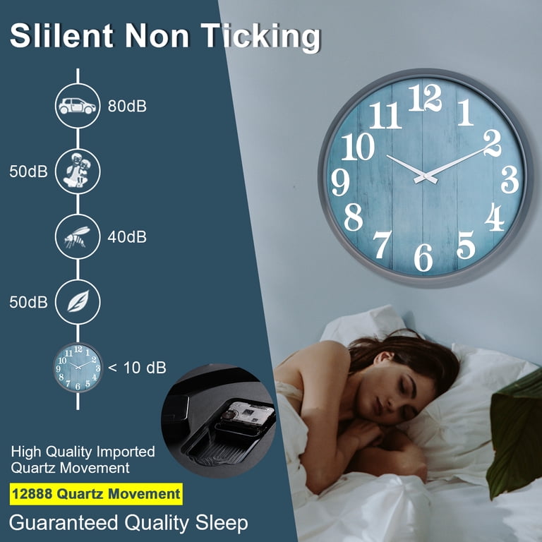 eYotto 18 Inch Silent Wall Clock, Waterproof Blue photo 2