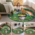 thumbnail image 6 of Gnomes St. Patrick's Day 6ft Round Rugs, Green Lucky Clovers Rainbow Washable Non-Slip Area Rugs for Living Room Bedroom Kitchen, Soft Low Pile Dining Room Kicthen Circle Carpet, Indoor Floor Rug, 6 of 9