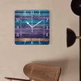 thumbnail image 4 of 14 Inch Wall Clock Battery Operated Square Clock Decorative for Office, Kitchen, Outdoor, Living Room，Blue Brown Planks Wooden Colorful, 4 of 4