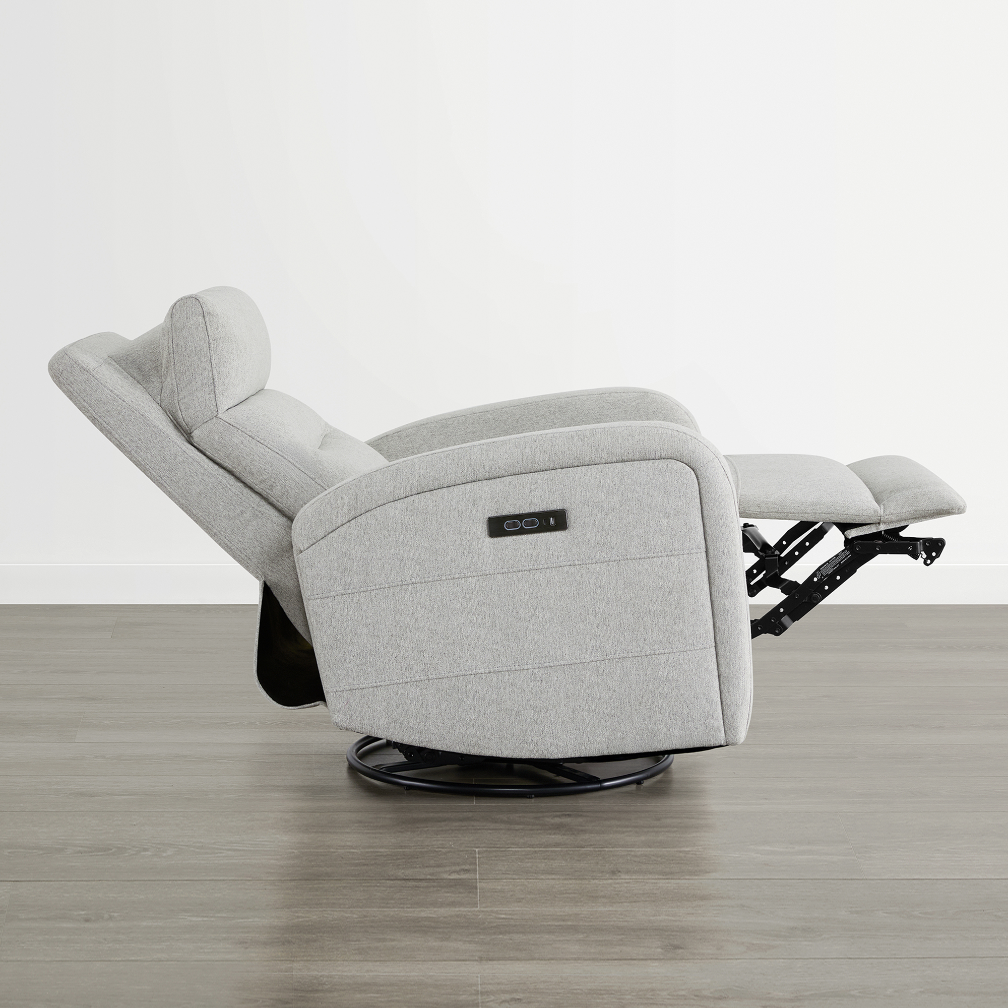 Spruce & SpringPower Swivel Glider Recliner with USB Charging for Home Theater, Gray-Power Headrest