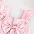 thumbnail image 5 of Placlothes Cute Pink Cotton 2 Piece Skirt Outfits For Girls With Bow Solid Sets Little Girls And Big Girls Size 5 T Summer Fall Birthday Kids Tops And Skirt, 5 of 7