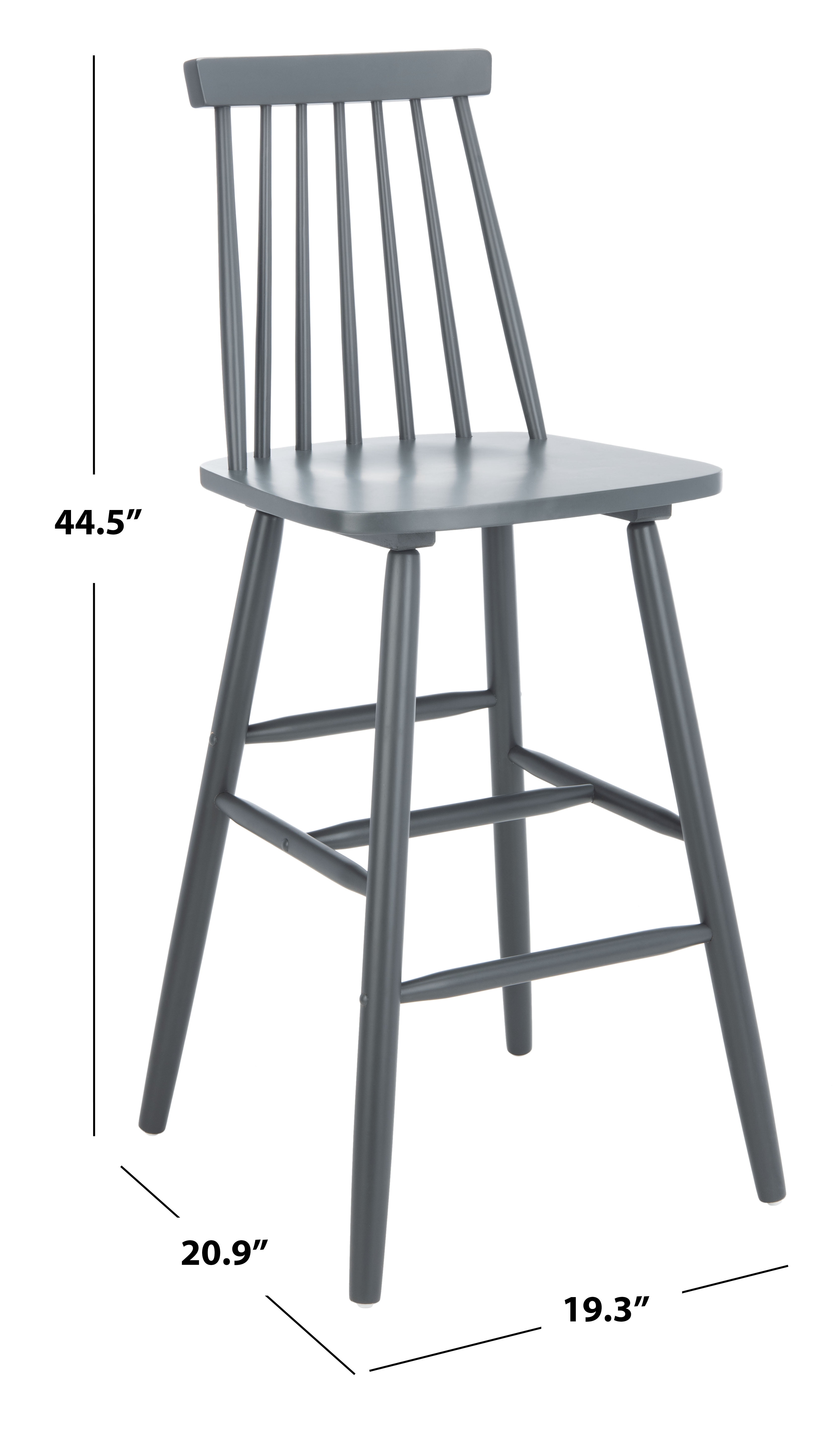 SAFAVIEH Beaufort Solid Spindle Back Bar Stool with Footrest, Grey