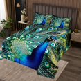 thumbnail image 2 of Erosebridal 3D Peacock Coverlet Set King, Blue Green Bedding Set, Zoo Animal Decor 3 Pieces, 2 of 5