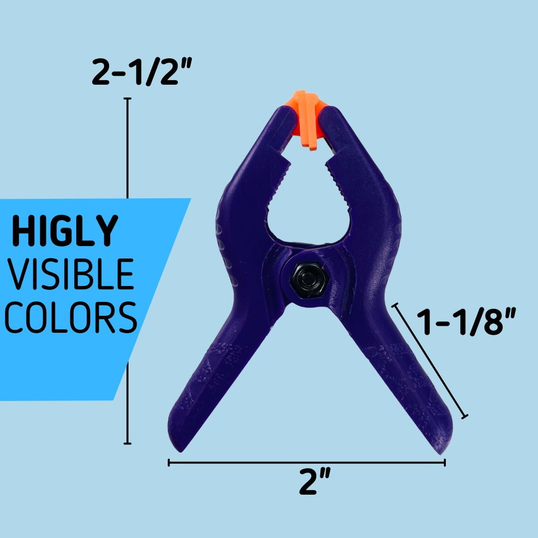 GRIPPICLAMP 100-Piece Multi-Colored Spring Clamps | 2.5" with Pivoting Jaws | Versatile & Durable