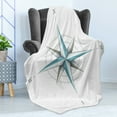 thumbnail image 4 of Compass Soft Flannel Fleece Blanket, Antique Wind Rose Diagram for Cardinal Directions Axis of Earth Illustration, Cozy Plush for Indoor and Outdoor Use, 50" x 70", Teal and Dimgray, by Ambesonne, 4 of 5
