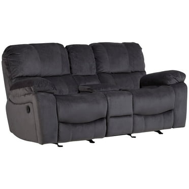 Ramsey Transitional Reclining Gliding Console Loveseat - Steel Blue