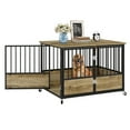 thumbnail image 2 of Uforic 43-Inch Wooden Dog Crate Furniture with Wheels and Double-Doors,Dog Kennel,Dog Cage for Indoor - Greige, 2 of 8