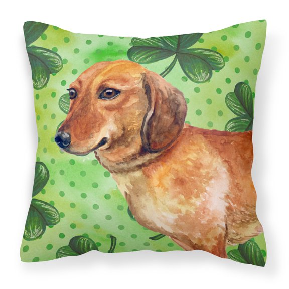 Carolines Treasures BB9826PW1818 Dachshund St Patricks Fabric Decorative Pillow 18H x18W multicolor