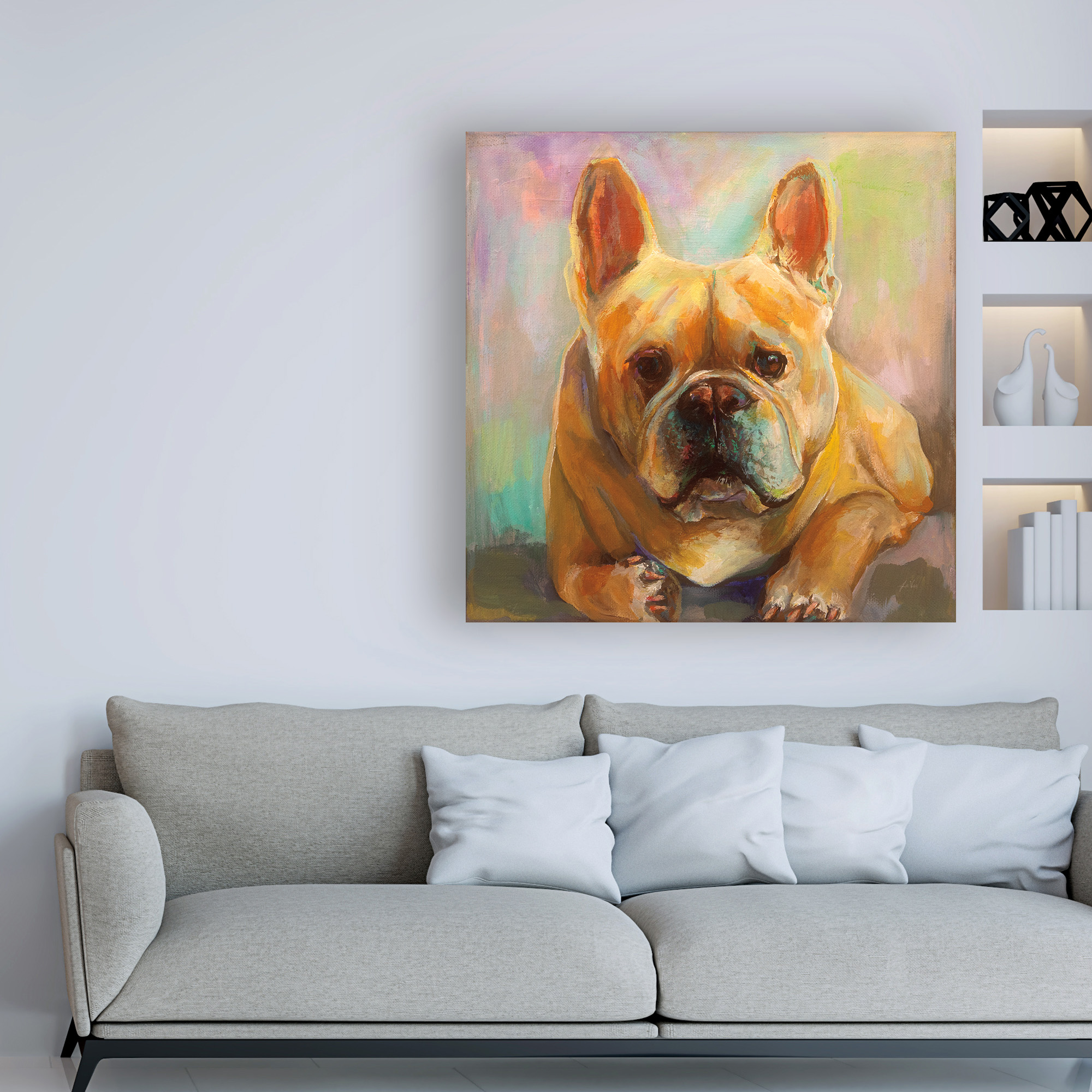 Trademark Fine Art 'Frenchie Painting' Canvas Art by Jeanette Vertentes