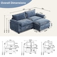 thumbnail image 3 of Ktaxon Sectional Sofa L Shaped Couch with Chaise Living Room Sleeper Set, 2 Seats with Chenille and Double Layer Cushions 86" W Gray-Blue, 3 of 10