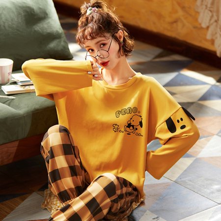 

QWZNDZGR Spring Pure Cotton Pajama Sets Women Pyjamas Cartoon Clouds Print Sleepwear Loungewear Pijama Mujer Couple Night suits Homewear