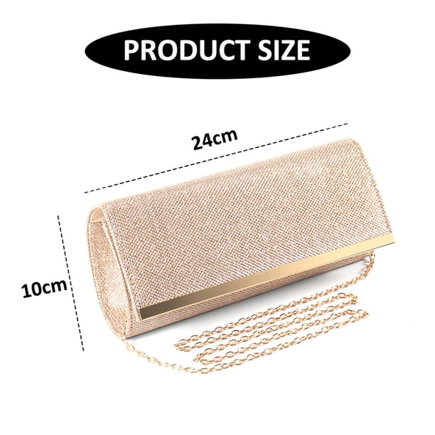 Bolso De Noche Mujer Dorado/plateado - Clutch De Satén Brillante Con Cadena, Ideal Para Bodas Y Fiestas