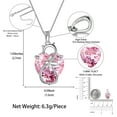 thumbnail image 5 of Juwaliy 15MM Women Cat Necklace Heart October Birthstone 925 Sterling Silver Pendant Pink Tourmaline Butterfly Jewelry Mother Birthday Valentine's Day Gift, 5 of 9