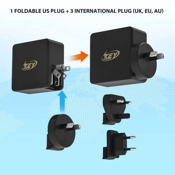 Upgraded Usb-C 45W Wall Charger With Uk, Au, Eu Plugs For Cell Phones And Laptop