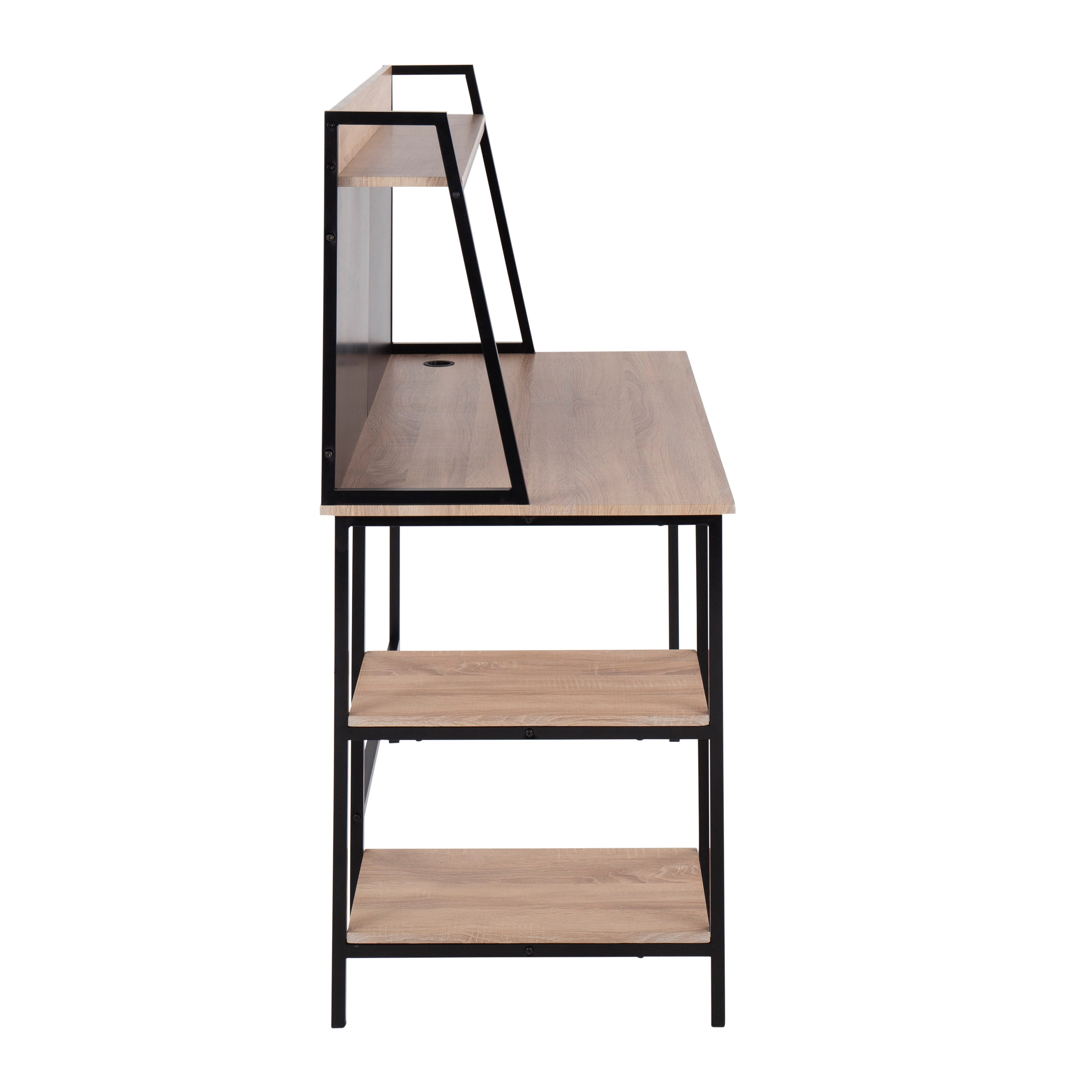Shelf Contemporary Desk in Black Steel and Natural Wood