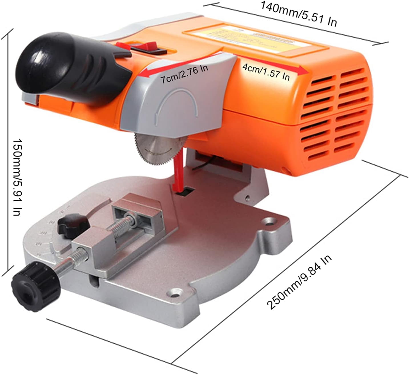 Mini Bench Cut Off Saw, Mini Benchtop Cutoff Miter Saw, 110V Mini Bench Cut-off Saw Set for Cutting Metal/Wood/Plastic, 1/2 Cutting Depth, 0-45 Degree Miter (1/2" Cutting Depth)