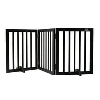 Free Standing Dog Gate, 24" H x 60" W Freestanding Pet Gate, 3 Panels Foldable Dog Gate for Wide and Narrow Passageways, Expandable Dog Barrier with Silent Foot Support for Indoor, Brown 60 inch
