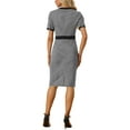 thumbnail image 3 of INSPIRE CHIC Plaid Houndstooth Dress for Women's Midi Short Sleeve Contrast Bodycon Dresses, 3 of 5