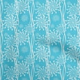 thumbnail image 1 of oneOone Cotton Poplin Turquoise Blue Fabric Floral Silhouette Craft Projects Decor Fabric Printed By The Yard 42 Inch Wide, 1 of 4
