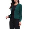 thumbnail image 4 of INSPIRE CHIC Blazer for Women's Work Office Casual Long Sleeve Open Front Collarless Suit Jackets with Pockets M Dark Green, 4 of 6