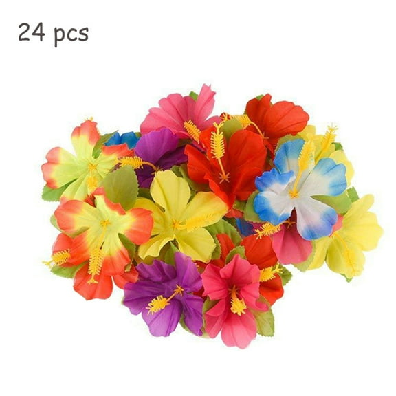 24pcs Artificial Hawaiian Hibiscus Flowers for Tabletop Party Decoration;24pcs Artificial Hawaiian Hibiscus Flowers for Tabletop Party Decoration