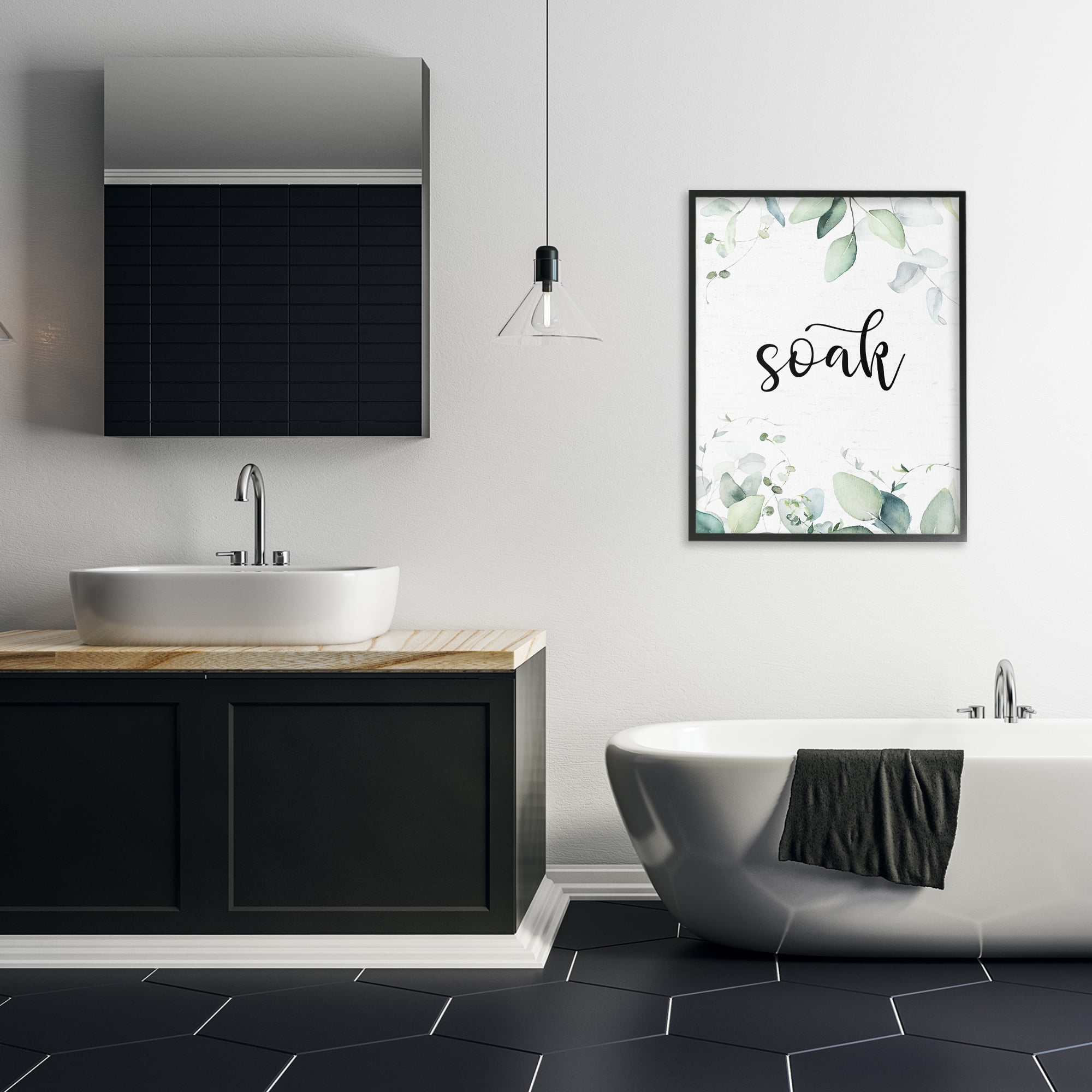 Soak Leafy Herbs Black Framed Giclee Art, design by Lettered and Lined