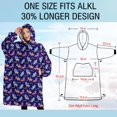 thumbnail image 4 of Oversized Wearable Blanket Hoodie,Dark Blue Cartoon Unicorn Rainbow Pattern Sherpa Blanket Hoodie with Super Pockets,Super Warm Fuzzy Pullover for Women & Men, 4 of 6
