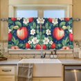 thumbnail image 2 of Yayeee Kitchen Curtains Tier Set of 2 Light Filtering 57"x24" Over Sink Window Panels, Blue Apple Pattern, 2 of 7
